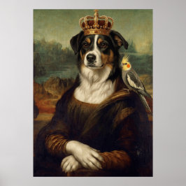 Mona Lisa Hund med Cockatiel Papegoja Finkonst Pos Poster