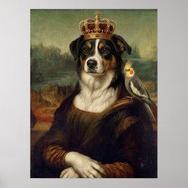 Mona Lisa Hund med Cockatiel Papegoja Finkonst Pos Poster