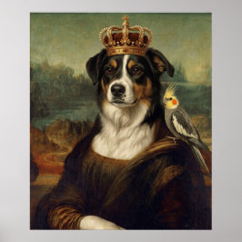 Mona Lisa Hund med Cockatiel Papegoja Finkonst Pos Poster