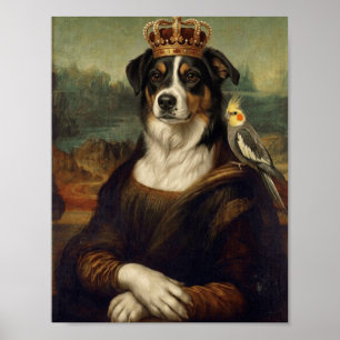 Mona Lisa Hund med Cockatiel Papegoja Finkonst Pos Poster