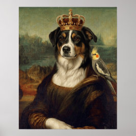 Mona Lisa Hund med Cockatiel Papegoja Finkonst Pos Poster