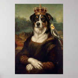 Mona Lisa Hund med Cockatiel Papegoja Finkonst Pos Poster