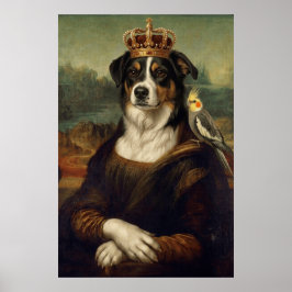 Mona Lisa Hund med Cockatiel Papegoja Finkonst Pos Poster