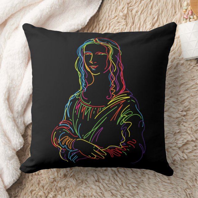 Mona Lisa i Abstrakt Kudde (Filt)