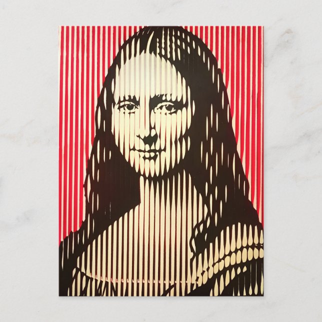 Mona Lisa i BAUHAUS optiska illusion stil Vykort (Framsida)