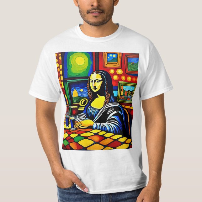 Mona Lisa i Cafe 2 T Shirt (Framsida)