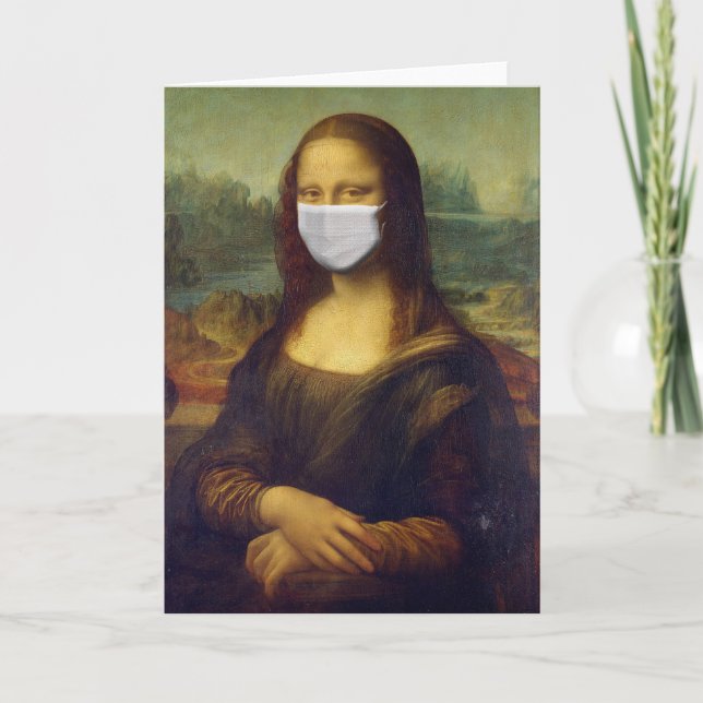 Mona lisa i en kirurgisk mask leonardo da Vinci Kort (Framsida)