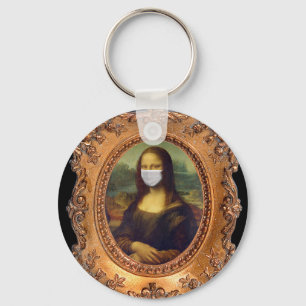 Mona lisa i en kirurgisk mask leonardo da Vinci Ny Nyckelring