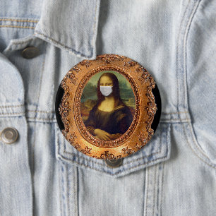 Mona lisa i en munskydd leonardo da Vinci Knapp