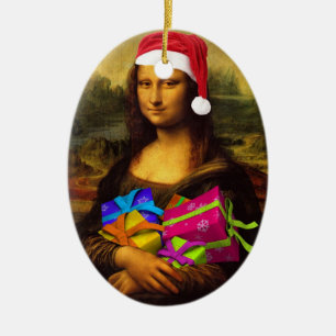 Mona Lisa i julklapp Julgransprydnad Keramik