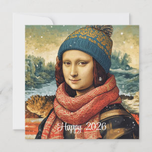 Mona Lisa i mössa - Gott nytt 2026 Julkort