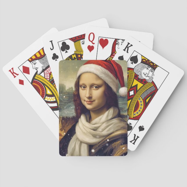 Mona Lisa i Santa-hatt - festlig stämning Casinokort (Baksidan)