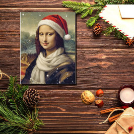 Mona Lisa i Santa hatt - festliga vibbar Vykort