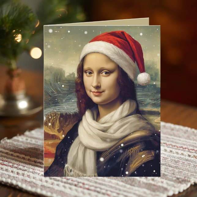Mona Lisa i tomtehatt - rolig teckning Kort (Skapare uppladdad)