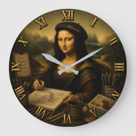 Mona Lisa Illustrator Funny Artist Studio Stor Klocka