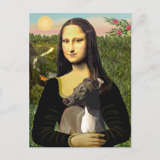 Mona Lisa - Italiensk gråhund Vykort (Framsida)