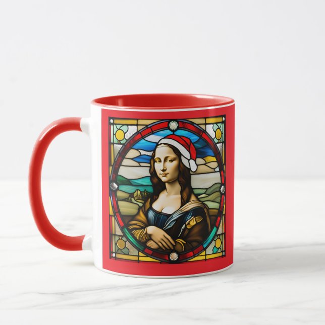 Mona Lisa julglasmålning Mugg (Vänster)