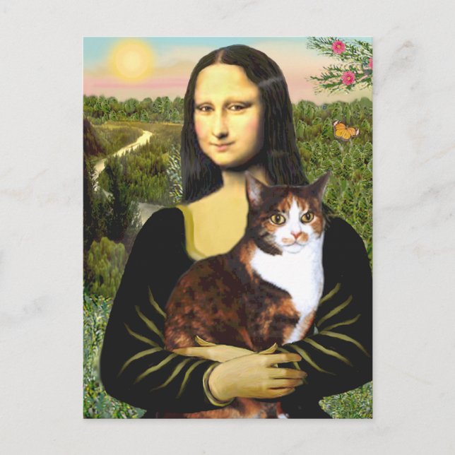 Mona Lisa - Kalico katt Vykort (Framsida)