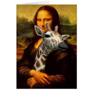 Mona Lisa Kärlek Giraffes Hälsningskort
