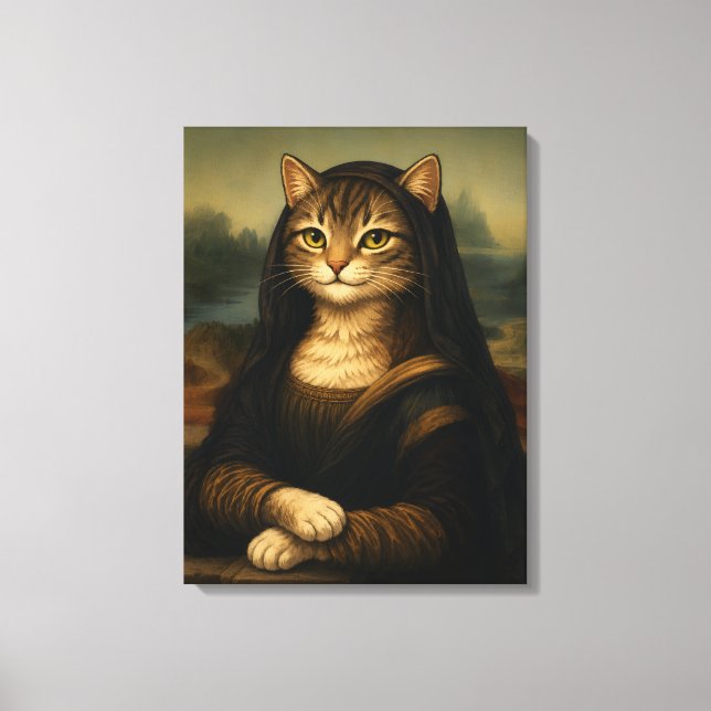 Mona Lisa Kattparodi Renässanskonst Canvastryck (Framsida)