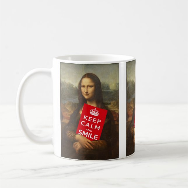 Mona Lisa Keep Calm And Smile Kaffemugg (Vänster)