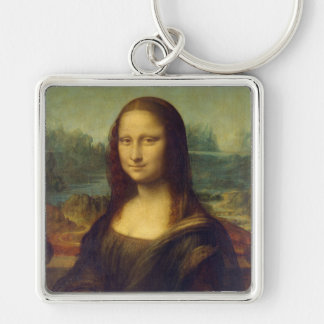 Mona Lisa Keychain Fyrkantig Silverfärgad Nyckelring