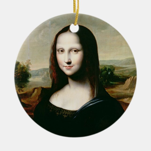 Mona Lisa, kopierar av målningen vid Leonardo da Julgransprydnad Keramik (Framsidan)