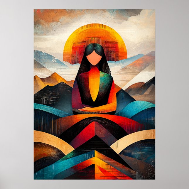Mona Lisa - Kubistisk Minimalistisk Vision Poster (Framsidan)