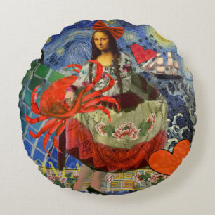Mona Lisa Kul Zodiak Nyckfull Rund Kudde