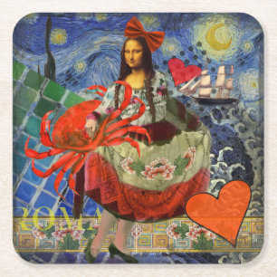 Mona Lisa Kul Zodiak Nyckfull Underlägg Papper Kvadrat