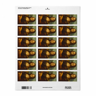 Mona Lisa, La Joconde,1503 av Leonardo da Vinci Adressetikett