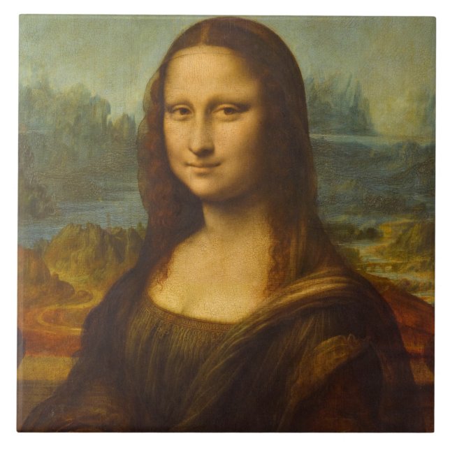 Mona Lisa, La Joconde, 1503 av Leonardo da Vinci Kakelplatta (Framsidan)