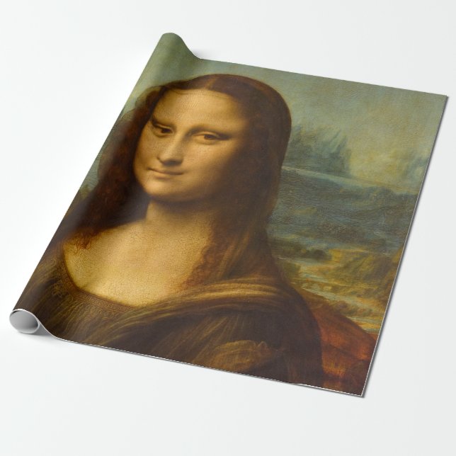 Mona Lisa, La Joconde,1503 av Leonardo da Vinci Presentpapper (Utrullad)