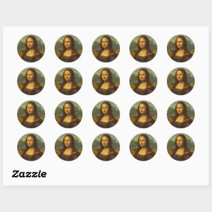 Mona Lisa, La Joconde,1503 av Leonardo da Vinci Runt Klistermärke