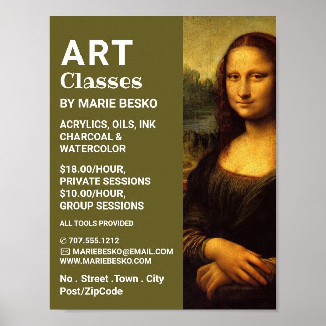 Mona Lisa, Leonardo Da Vinci, Art Classes Poster (Framsidan)