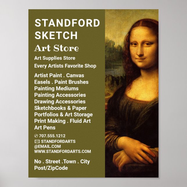 Mona Lisa, Leonardo Da Vinci, Art Supplies Store Poster (Framsidan)
