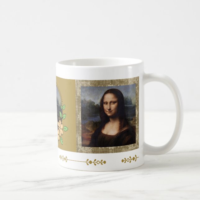 Mona Lisa, Leonardo da Vinci, Canvas Kaffemugg (Höger)