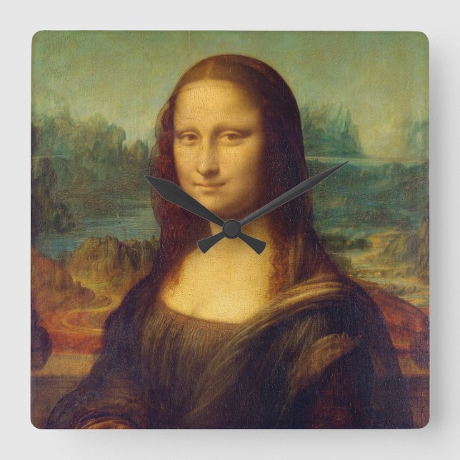 Mona Lisa - Leonardo Da Vinci Fyrkantig Klocka (Framsida)