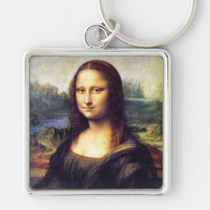 Mona Lisa, Leonardo Da Vinci Fyrkantig Silverfärgad Nyckelring