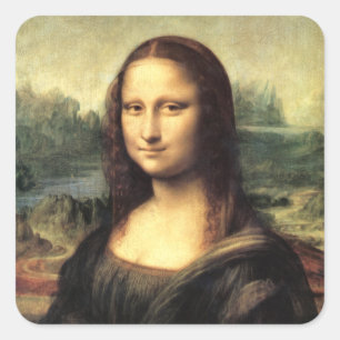 Mona Lisa Leonardo da Vinci Fyrkantigt Klistermärke
