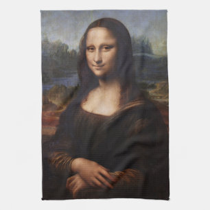 Mona Lisa & Leonardo da Vinci /vintage Italien Kökshandduk