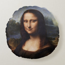 Mona Lisa & Leonardo da Vinci /vintage Italien Rund Kudde