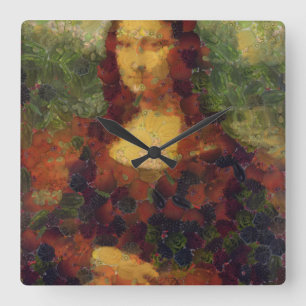 Mona Lisa Lettuce Fine Art Vegan Spoof Fyrkantig Klocka