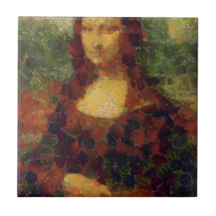 Mona Lisa Lettuce Fine Art Vegan Spoof Kakelplatta