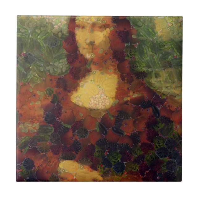 Mona Lisa Lettuce Fine Art Vegan Spoof Kakelplatta (Framsidan)
