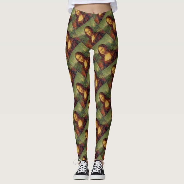 Mona Lisa Lettuce Fine Art Vegan Spoof Leggings (Framsida)