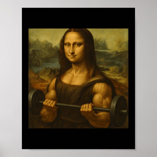 Mona Lisa Liiting Weights Strong Art Gains Bodybui Poster (Framsidan)