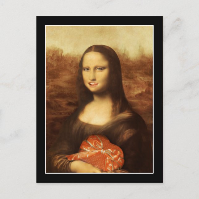 Mona Lisa Likes Valentines Candy Helg Vykort (Framsida)