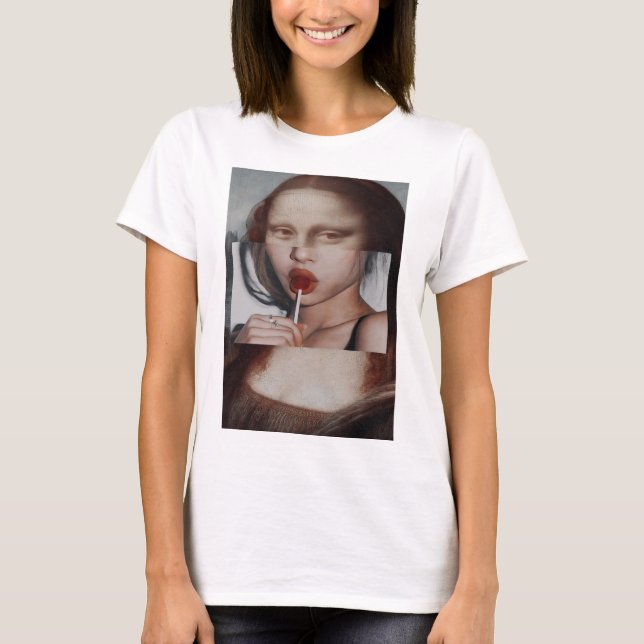 Mona Lisa Lollipop färgad T Shirt (Framsida)