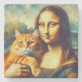 Mona Lisa målar La Gioconda med Cat Stenunderlägg